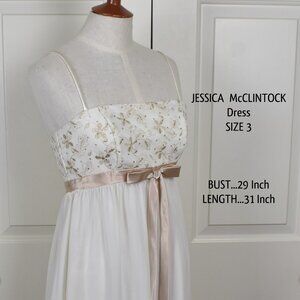 JESSICA McCLINTOCK Dress 3 Spaghetti Straps Lined Bow Side Zipper BIN10